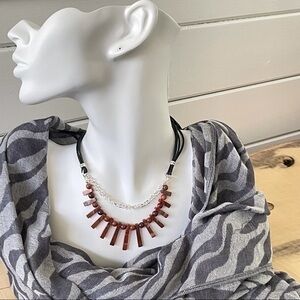 $49 SALE Handmade Jasper Statement Necklace Layered Cord Western Southwest